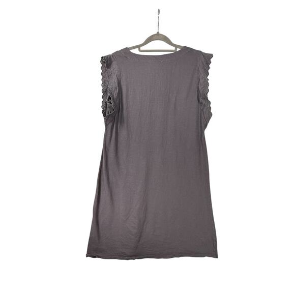 LILLA P Eyelet Crochet Sleeveless Shirt Dress SIZE MEDIUM 100% Cotton Gray Grey - Picture 8 of 11